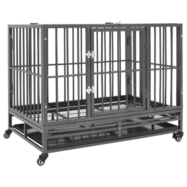 vidaXL Dog Cage with Wheels Steel 40.2"x28.3"x33.5"