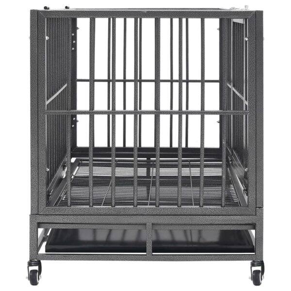 vidaXL Dog Cage with Wheels Steel 40.2"x28.3"x33.5" - Image 3