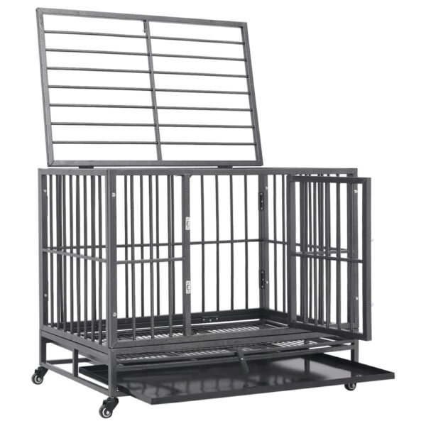 vidaXL Dog Cage with Wheels Steel 40.2"x28.3"x33.5" - Image 5