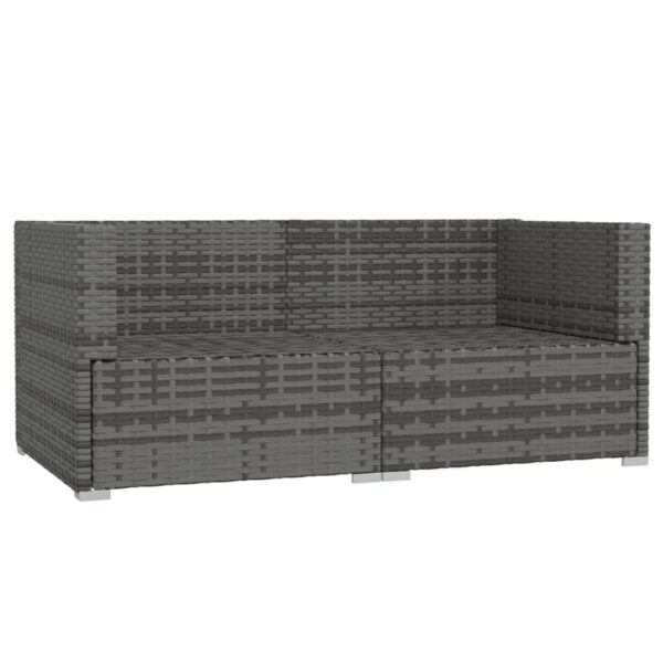 vidaXL Patio Loveseat with Cushions Gray Poly Rattan - Image 4