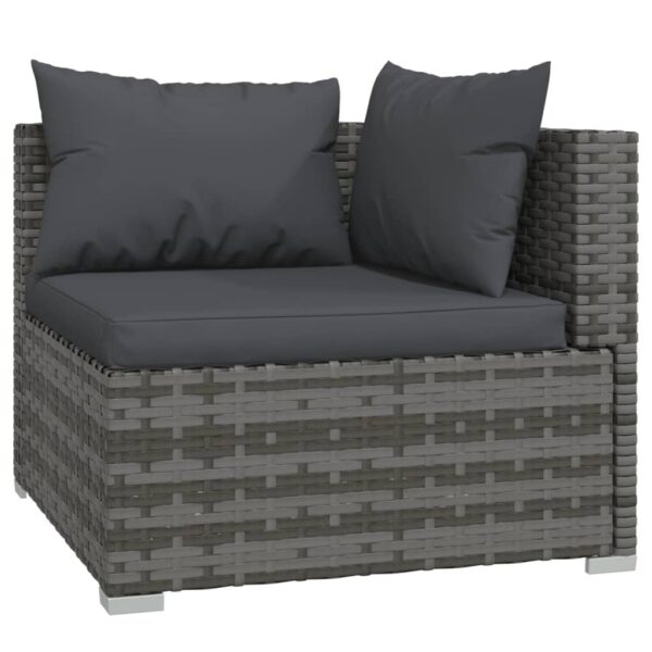 vidaXL Patio Loveseat with Cushions Gray Poly Rattan - Image 5