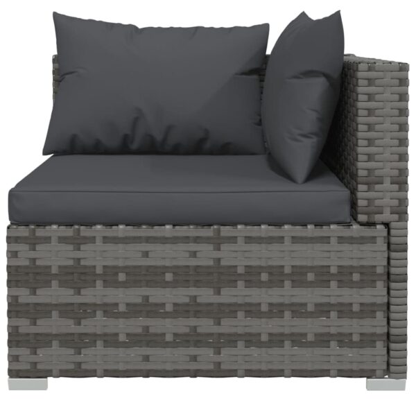 vidaXL Patio Loveseat with Cushions Gray Poly Rattan - Image 6