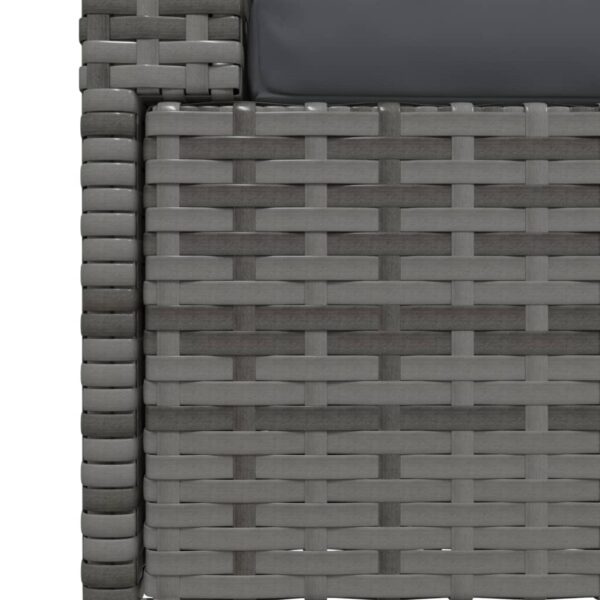 vidaXL Patio Loveseat with Cushions Gray Poly Rattan - Image 8