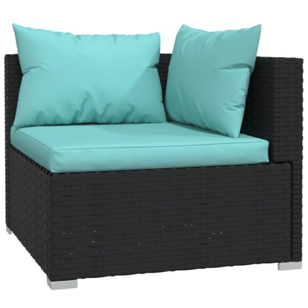 vidaXL Wicker Patio Furniture 3 Piece with Cushions Black Poly Rattan - Image 5