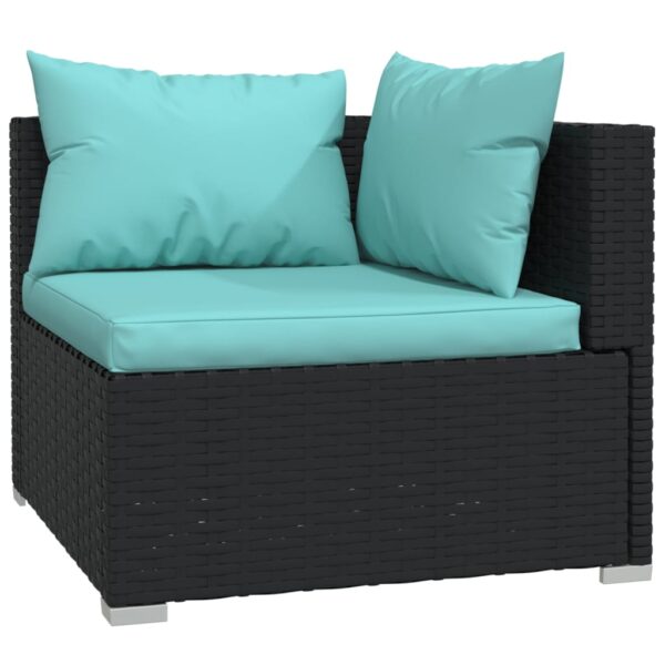 vidaXL 3 Piece Patio Lounge Set with Cushions Black Poly Rattan - Image 5