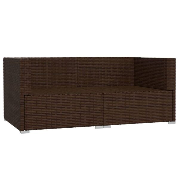 vidaXL Patio Loveseat with Cushions Brown Poly Rattan - Image 4