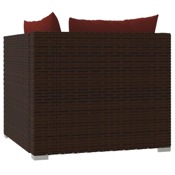 vidaXL Patio Loveseat with Cushions Brown Poly Rattan - Image 7