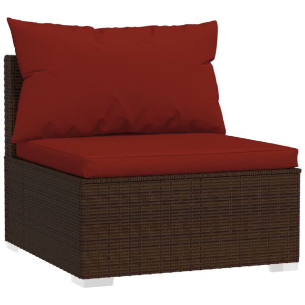 vidaXL Wicker Patio Furniture 3 Piece with Cushions Brown Poly Rattan - Image 3