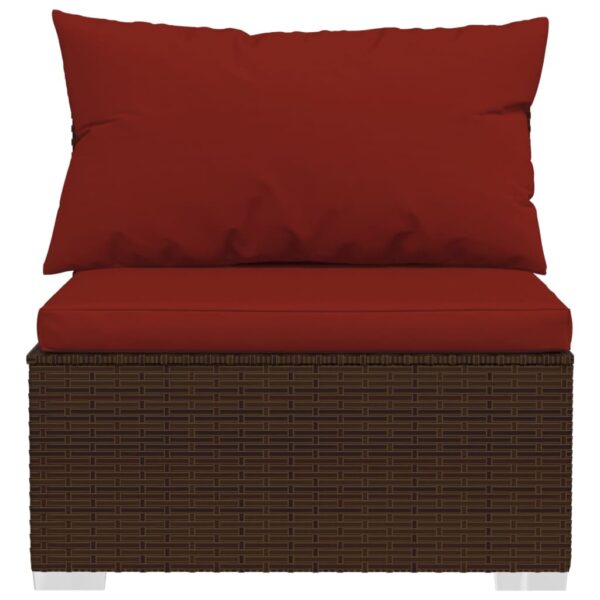 vidaXL Wicker Patio Furniture 3 Piece with Cushions Brown Poly Rattan - Image 4