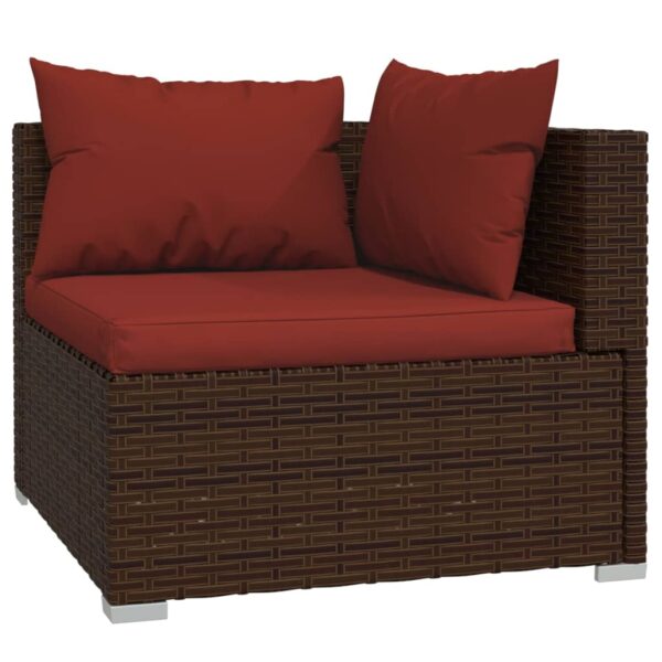 vidaXL Wicker Patio Furniture 3 Piece with Cushions Brown Poly Rattan - Image 5