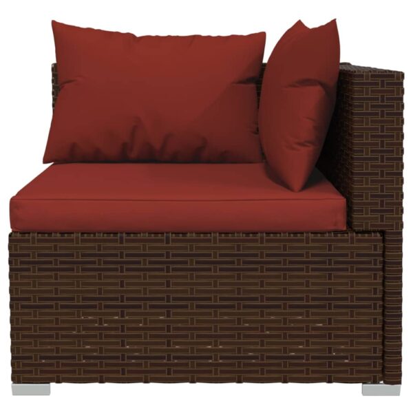 vidaXL Wicker Patio Furniture 3 Piece with Cushions Brown Poly Rattan - Image 6