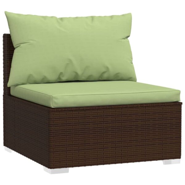 vidaXL Wicker Patio Furniture 3 Piece with Cushions Brown Poly Rattan - Image 3