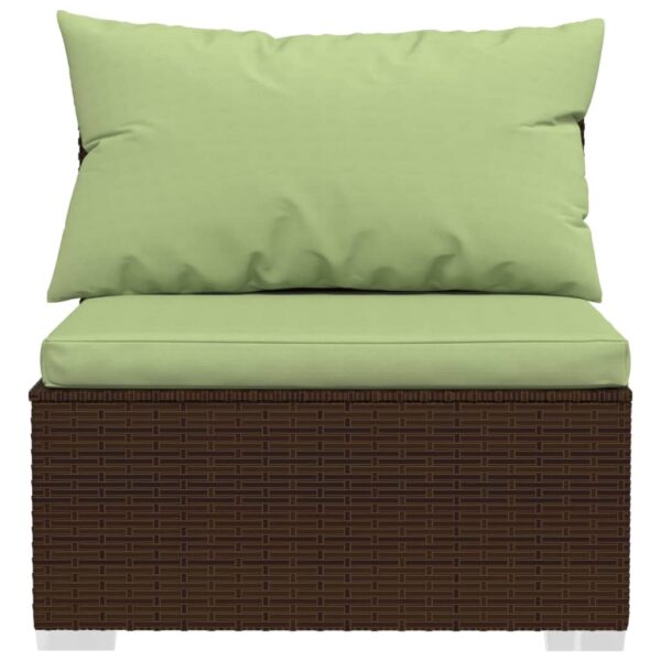 vidaXL Wicker Patio Furniture 3 Piece with Cushions Brown Poly Rattan - Image 4