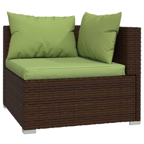 vidaXL Wicker Patio Furniture 3 Piece with Cushions Brown Poly Rattan - Image 5