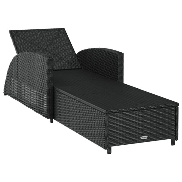 vidaXL Sun Lounger with Cream White Cushion Poly Rattan Black - Image 6