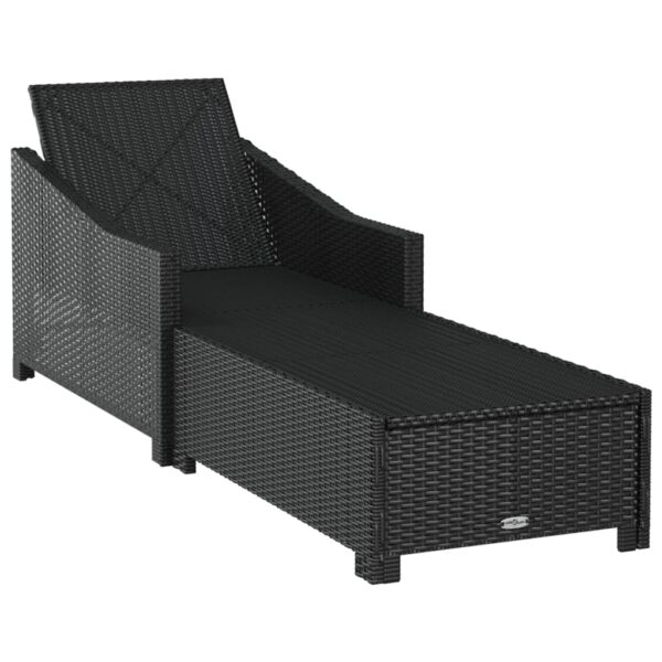 vidaXL Sun Lounger with Cream White Cushion Poly Rattan Black - Image 5