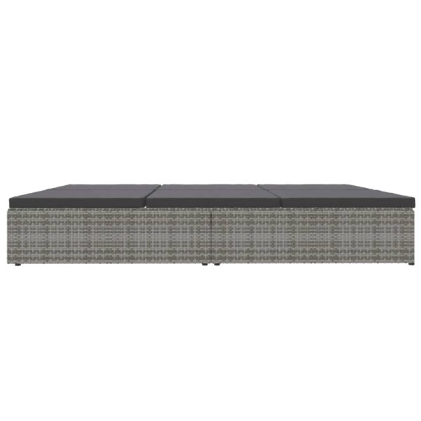 vidaXL Convertible Sun Bed with Cushions Poly Rattan Dark Gray - Image 6