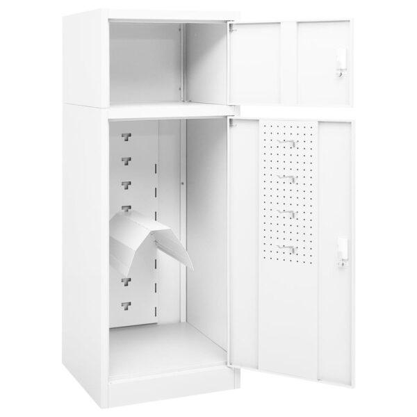 vidaXL Saddle Cabinet White 20.9"x20.9"x55.1" Steel - Image 5