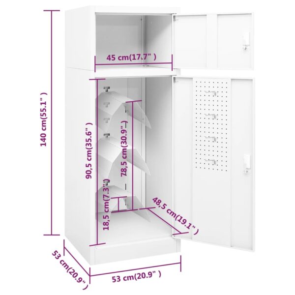 vidaXL Saddle Cabinet White 20.9"x20.9"x55.1" Steel - Image 9