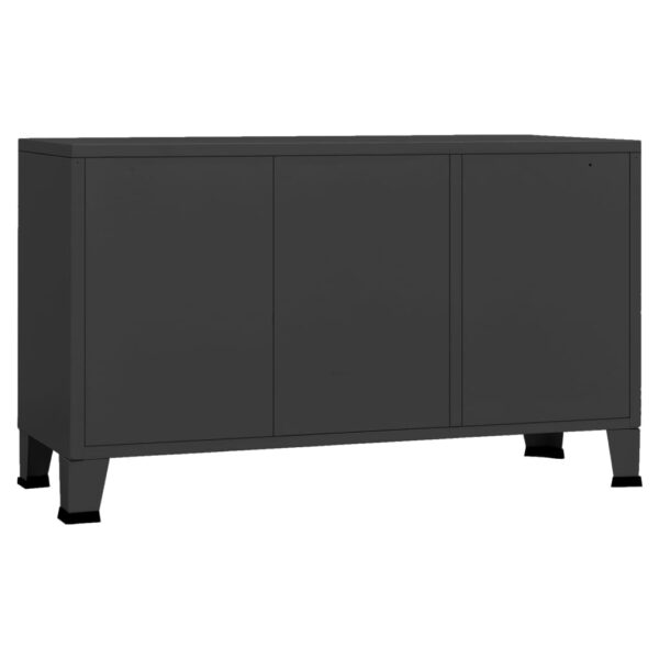 vidaXL Industrial Sideboard Black 41.3"x13.8"x24.4" Metal and Glass - Image 5