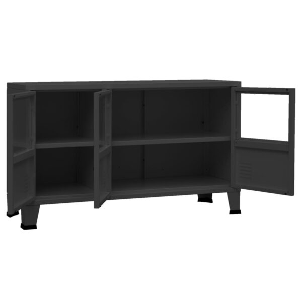 vidaXL Industrial Sideboard Black 41.3"x13.8"x24.4" Metal and Glass - Image 6