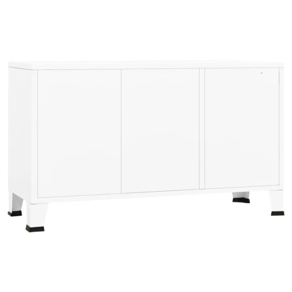 vidaXL Industrial Sideboard White 41.3"x13.8"x24.4" Metal and Glass - Image 5