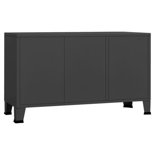 vidaXL Industrial Sideboard Anthracite 41.3"x13.8"x24.4" Metal and Glass - Image 5