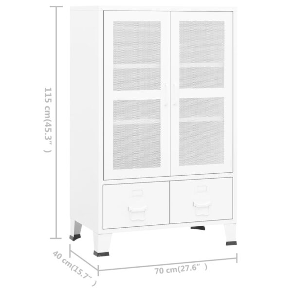 vidaXL Industrial Storage Chest White 27.6"x15.7"x45.3" Metal - Image 9