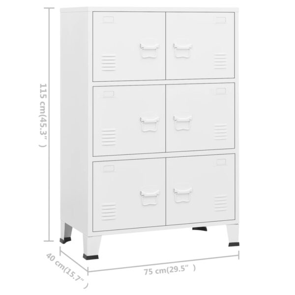 vidaXL Industrial Storage Chest White 29.5"x15.7"x45.3" Metal - Image 9