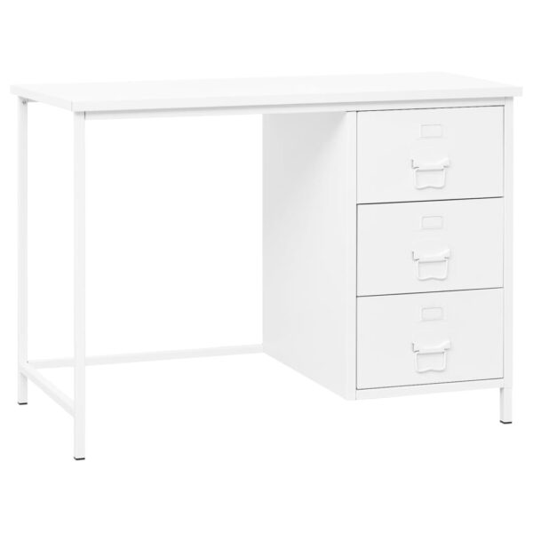 vidaXL Industrial Desk with Drawers White 41.3"x20.5"x29.5" Steel