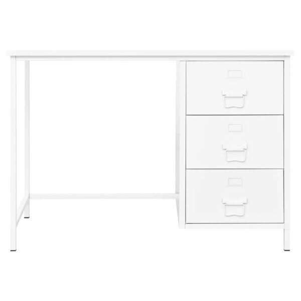 vidaXL Industrial Desk with Drawers White 41.3"x20.5"x29.5" Steel - Image 2