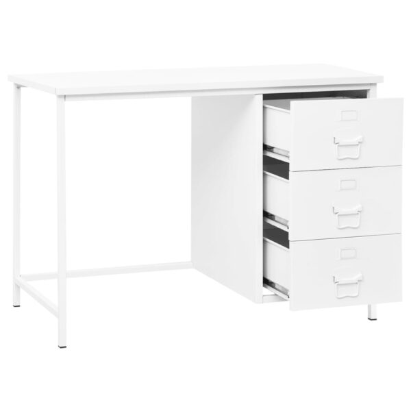 vidaXL Industrial Desk with Drawers White 41.3"x20.5"x29.5" Steel - Image 3