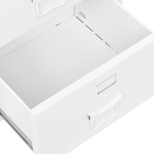 vidaXL Industrial Desk with Drawers White 41.3"x20.5"x29.5" Steel - Image 6