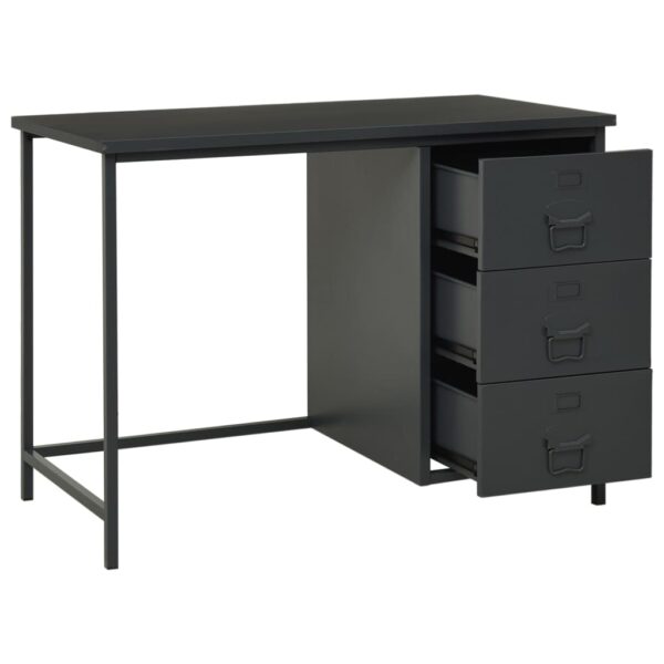 vidaXL Industrial Desk with Drawers Anthracite 41.3"x20.5"x29.5" Steel - Image 3