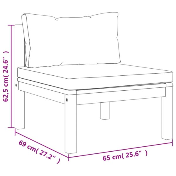 vidaXL 5 Piece Patio Lounge Set with Cream Cushion Solid Acacia Wood - Image 11