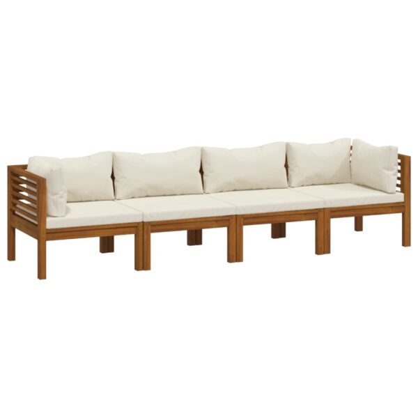 vidaXL 4-Seater Patio Sofa with Cream Cushion Solid Acacia Wood - Image 2