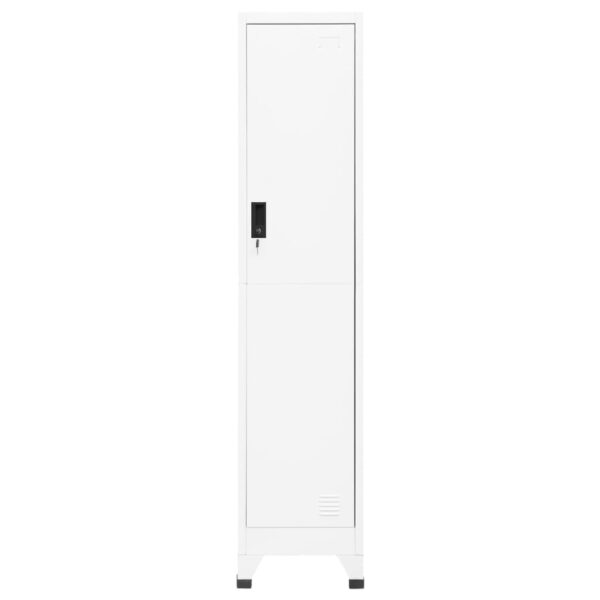 vidaXL Locker Cabinet White 15"x17.7"x70.9" Steel - Image 2