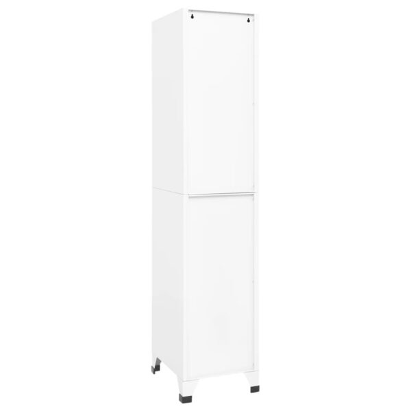 vidaXL Locker Cabinet White 15"x17.7"x70.9" Steel - Image 4