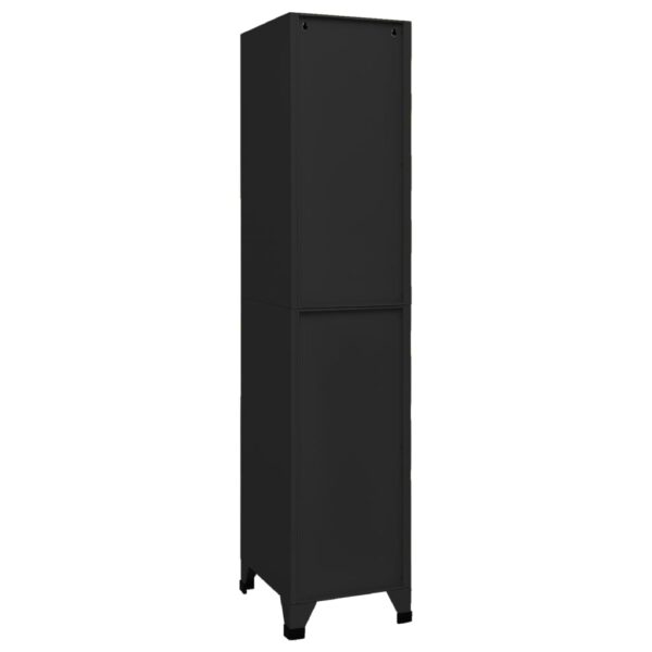 vidaXL Locker Cabinet Black 15"x17.7"x70.9" Steel - Image 2