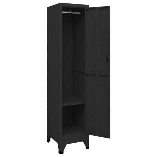 vidaXL Locker Cabinet Black 15"x17.7"x70.9" Steel - Image 5