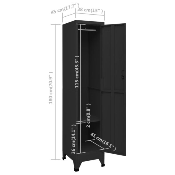 vidaXL Locker Cabinet Black 15"x17.7"x70.9" Steel - Image 8