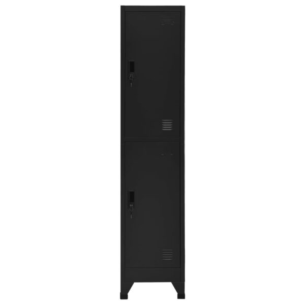 vidaXL Locker Cabinet Black 15"x17.7"x70.9" Steel - Image 2