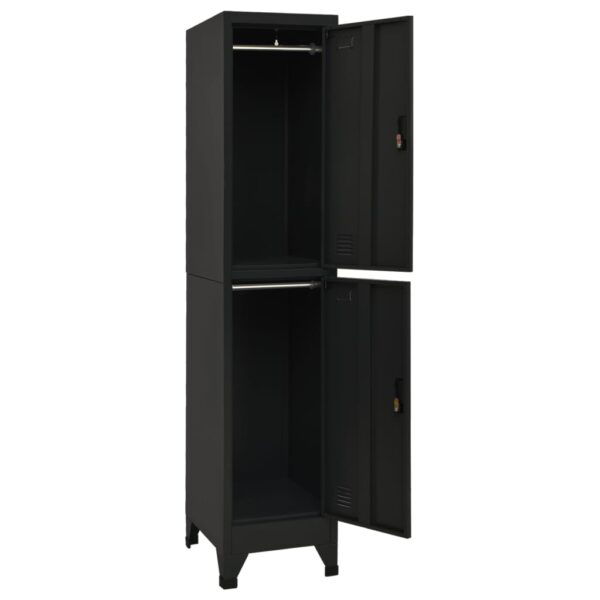 vidaXL Locker Cabinet Black 15"x17.7"x70.9" Steel - Image 3