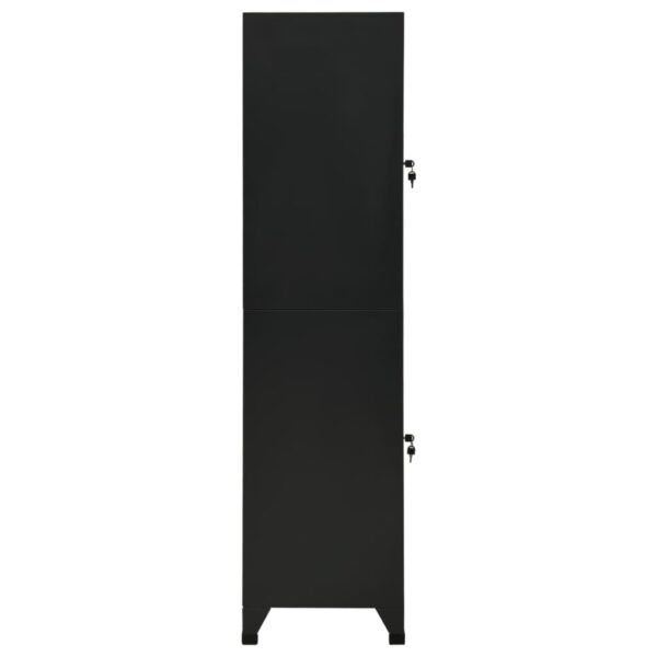 vidaXL Locker Cabinet Black 15"x17.7"x70.9" Steel - Image 4