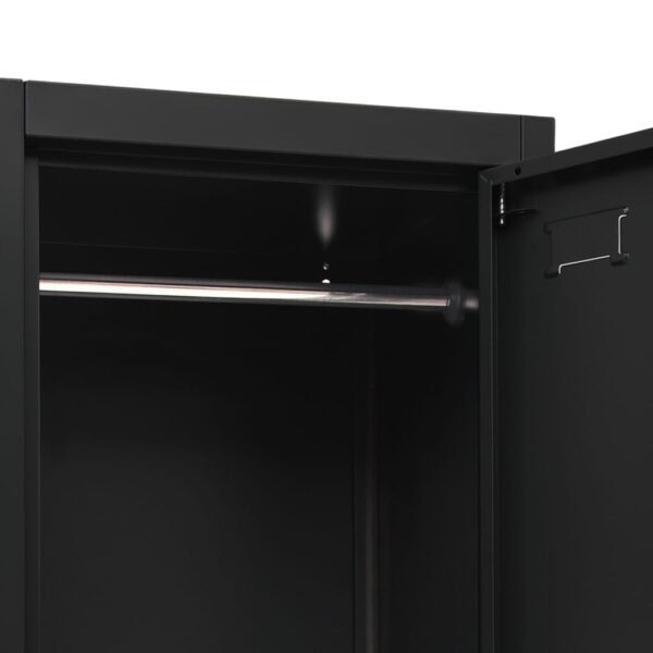 vidaXL Locker Cabinet Black 15"x17.7"x70.9" Steel - Image 6