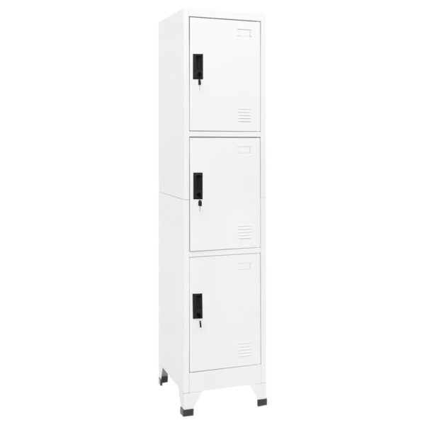 vidaXL Locker Cabinet White 15"x17.7"x70.9" Steel