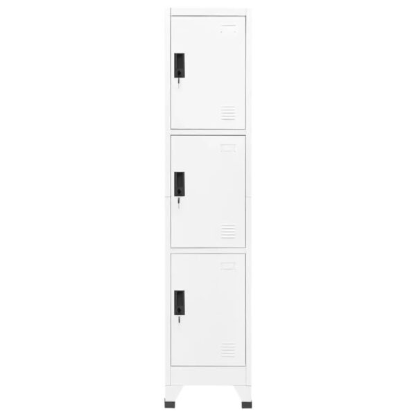 vidaXL Locker Cabinet White 15"x17.7"x70.9" Steel - Image 2