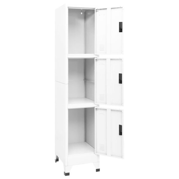 vidaXL Locker Cabinet White 15"x17.7"x70.9" Steel - Image 3