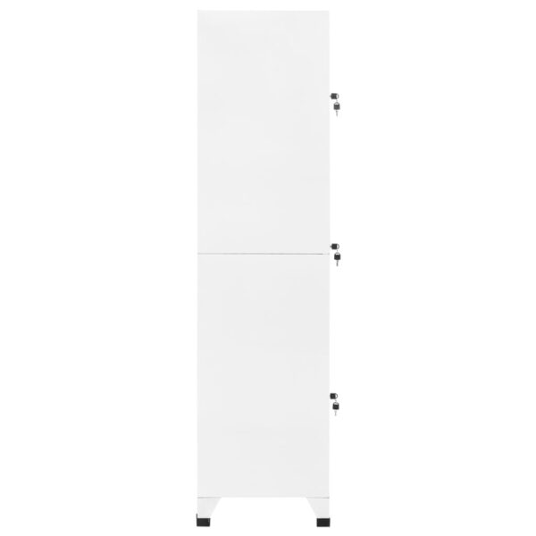 vidaXL Locker Cabinet White 15"x17.7"x70.9" Steel - Image 4