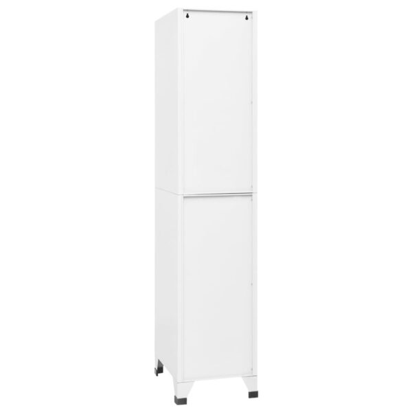 vidaXL Locker Cabinet White 15"x17.7"x70.9" Steel - Image 5